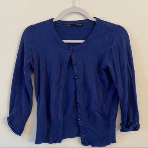 Navy blue button up 3/4 sleeve cardigan